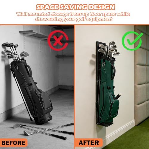 NULTRUMA Wall Mount Golf Bag Storage Rack, Upgraded Foldable & Anti-Slip, Heavy-Duty Alloy Steel, Tool-Free Adjustable Length 33.5"-42.5", Golf Bag Holder for Garage, Home, Club, Basement by NULTRUMA - Used condition - Image 4