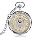 Spacmirrors Montre de Poche de Luxe irrégulière en Argent à Face Ouverte Mechancial Montre de Poche à Vent avec chaîne Hommes Femmes Cadeau
