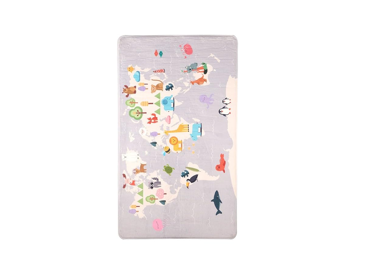 Tapis enfant motif sports animaux flanelle polyester chambre garçon fille