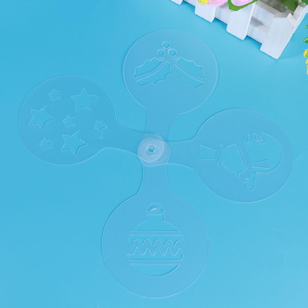 8 Pcs Plastic Cake Decorating Stencil Xmas for DIY Party Baking