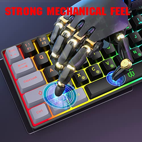 Snpurdiri 60% Membrane Gaming Keyboard, Rgb Compact Mini 68 Keys Keyboard,Portable Mechanical Feeling Small Keyboard For Pc/Mac Gamer (68 Keys,Black-Grey) #TOP4
