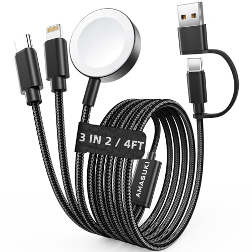 Image of 2026 Travel Essentials for Apple Watch Charger,Cruise Vacation Camping Essentials,iPhone Charger,Multi Charging Cable,3 in 2 Charging Docks for iWatch Series 11-2 /Ultra,iPhone 17-12,Car,Black