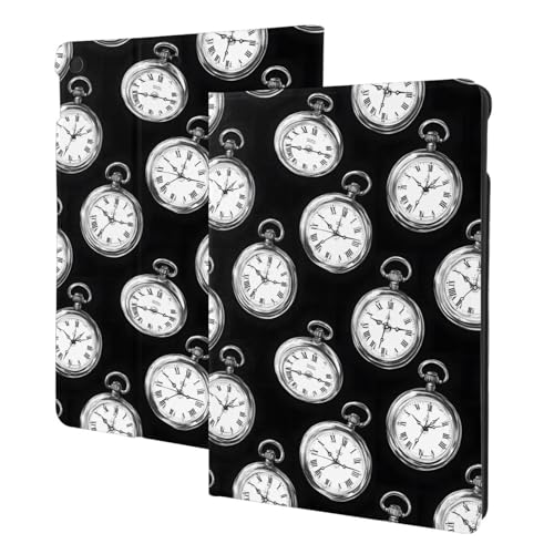 Housse iPad 10.2 avec veille automatique, support folio et protection montre vintage