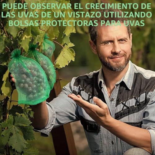 Miniatura 6 de Bolsa De Protección De Uvas,120 Piezas Bolsa Protectora De Uvas,20 X 30 Cm Bolsas De Red Para Uvas,Bolsas De Protección De Frutas Con Cordón,Bolsa Para Proteger Uvas,Prevención De Aves E Insectos