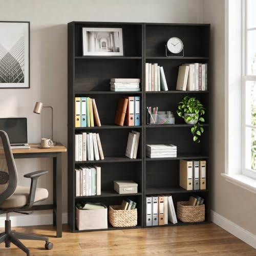 Furinno Jaya 6-Tier Book Shelf Set of 2, with Open Shelf, Espresso by Furinno - Used condition - Image 2