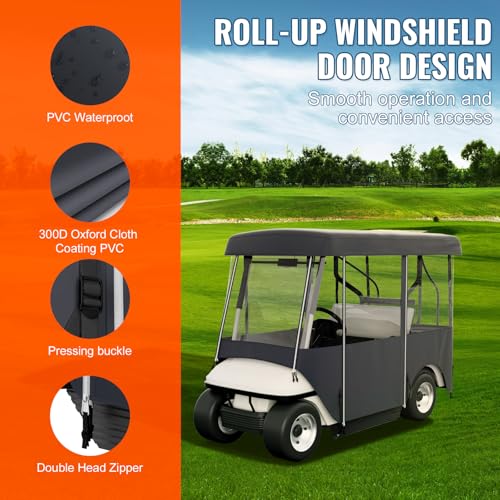 VEVOR Golf Cart Enclosure, Polyester Driving Enclosure, Club Car Covers Universal Fits for 2+2 Passenger Golf Carts, Sunproof and Dustproof Outdoor Cart Cover by VEVOR - Image 5