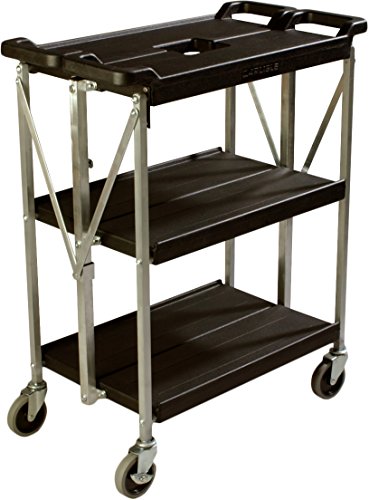 Carlisle FoodService Products Fold 'N Go Cart Foldable Cart with Wheels for Home, Office, and Restaurant, Plastic, 15 x 21 Inches, Black