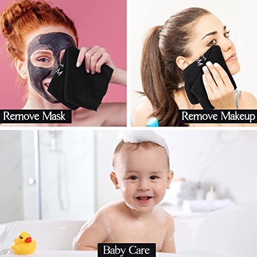 36 Pcs Makeup Remover Cloth Make Up Remover Cloth Reusable Face Towels Makeup Washcloth Microfiber Soft Wash Cloths For Your Face Make Up Removal Washcloths Bulk (Black) #TOP4