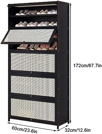 Shoe Cabinet - Bamboo Shoe Storage Organizer, Free Standing Shoe Rack for Entryway, Hallway, Living Room, and Bedroom - Portable Shoe Shelf for Easy Organization