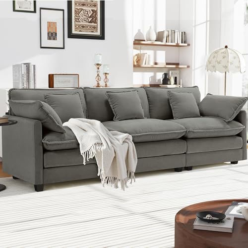Urhanherry 3-Sitzer Cloud Sofa, Bequeme Doppelsitzkissen, Modernes Sofa mit Armlehnen/Dekokissen, Atmungsaktivem Chenille-Stoff, Couch für Wohnzimmer, Dunkelgrau Urhanherry 3-Sitzer Cloud Sofa, Bequeme Doppelsitzkissen, Modernes Sofa mit Armlehnen/Dekokissen, Atmungsaktivem Chenille-Stoff, Couch für Wohnzimmer, Dunkelgrau