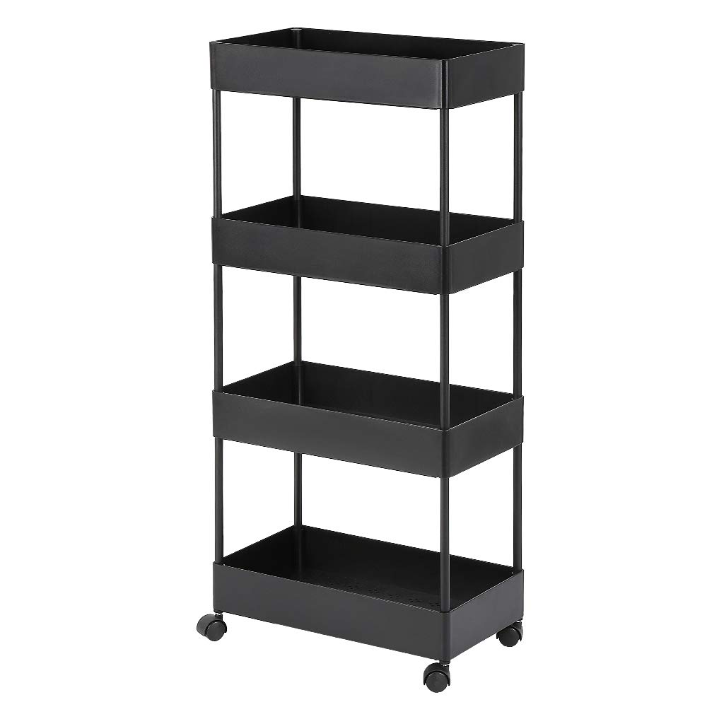Carrello portaoggetti a 3 ripiani, scaffale scorrevole salvaspazio per cucina, bagno, ufficio, casa, design compatto, 40 x 22 x 90 cm, organizer funzionale, finitura bianca