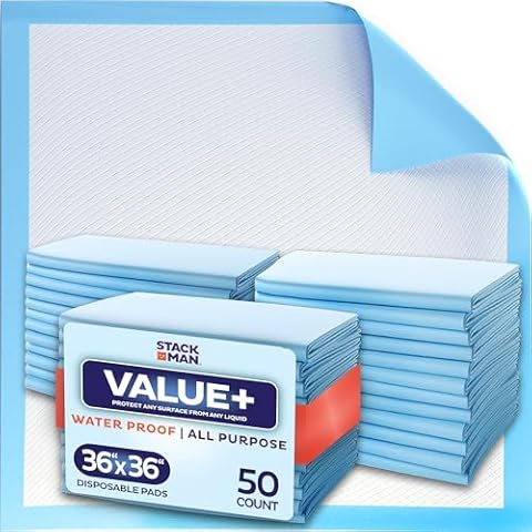 Chucks Pads Disposable 36 x 36 Underpads [50-Pack] Incontinence Chux Pads Absorbent Fluff Protective Bed Pads - Extra Large Pee Pads for Kids, Adults & Elderly | Leak Proof Puppy Pads, 36x36 Cover