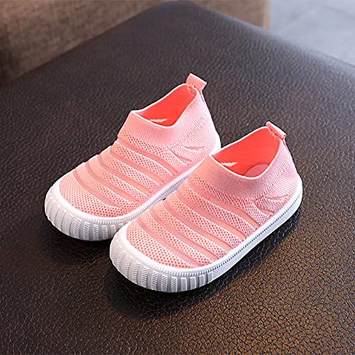 Little Girls Sneakers Autumn Flying Woven Mesh Breathable Comfortable Flat Casual Shoes Cute (Pink, 11 Little Child)3