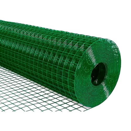 Acan Tradineur - Rollo de Malla metálica plastificada Cuadrada, Valla, Cierre de Alambre, cercar jardín, gallinero, finca, Alta Resistencia (Verde, 1 x 5 m)