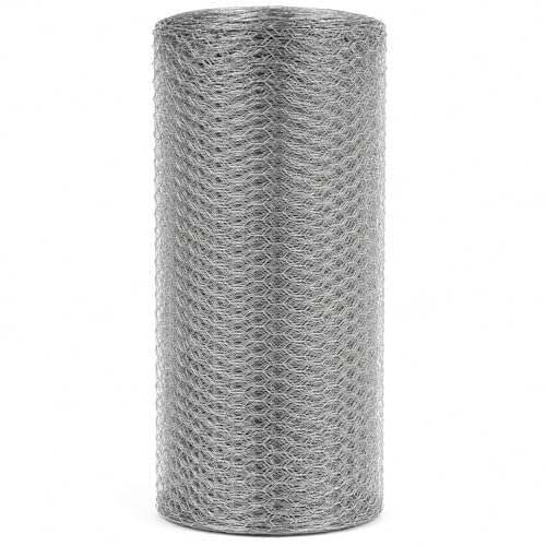 Flonatur Malla gallinero 1x25m hueco 50mm hexagonal de zinc galvanizada triple torsión metálica, (1x25m Hueco 50mm, Plateado)