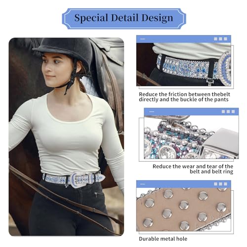 TINIDI Four Leaves Rhinestone Belts for Men Women Western Punk Rock Diamond Studded Bling Leather Belt for Jeans Pants3