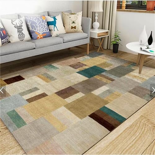 Tapis de salon à motif géométrique de couleur deco décontractée - 2