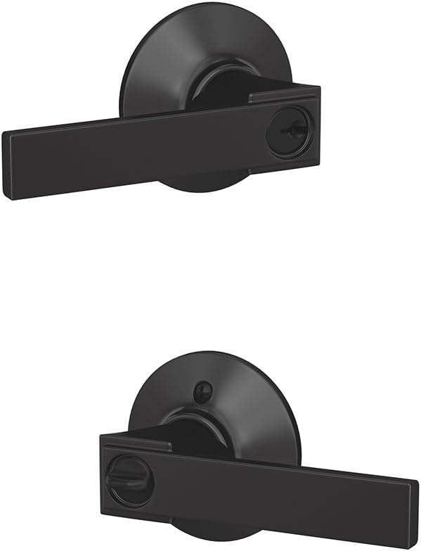 SCHLAGE F51A NBK 622 PLY Northbrook Lever with Plymouth Trim Keyed Entry Lock, Matte Black