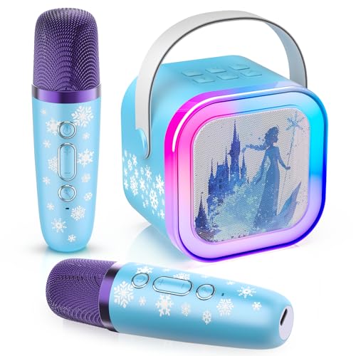 Mini Karaoke Machine for Kids Ages 3-12: Portable Bluetooth Speaker with 2 Wireless Microphone LED Light Show for Kids Boys Girls Toys Birthday Gifts ToddlerBlue