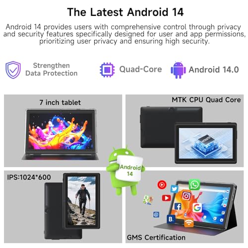 Image of 7 Inch Android 15.0 Tab PC RAM 8GB (3+5 Expansion) ROM 32GB IPS 1024x600 BT 5.0 WiFi6 2.4G + 5G 2MP + 5MP Dual Cameras YouTube Netfilx