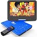 11.5 inch Portable DVD Player with HD 9.5 inch Swivel Screen, Rechargeable Battery with Wall Charger, Car Charger and AV Cable, Support USB Flash Drive SD Card, Region Free, Blue