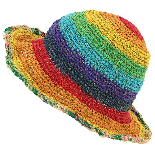Chapeau de soleil bohème LOUDelephant chanvre et coton arc-en-ciel