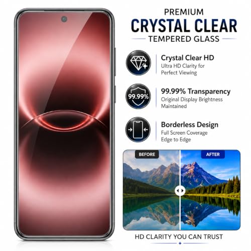 Image of ArmourPro 3D Borderless Tempered Glass for Vivo X300 Ultra, Set of 2 HD Clear Screen Protectors with 3D Curved Edges, 9H Hardness, Oleophobic Coating, Case Friendly