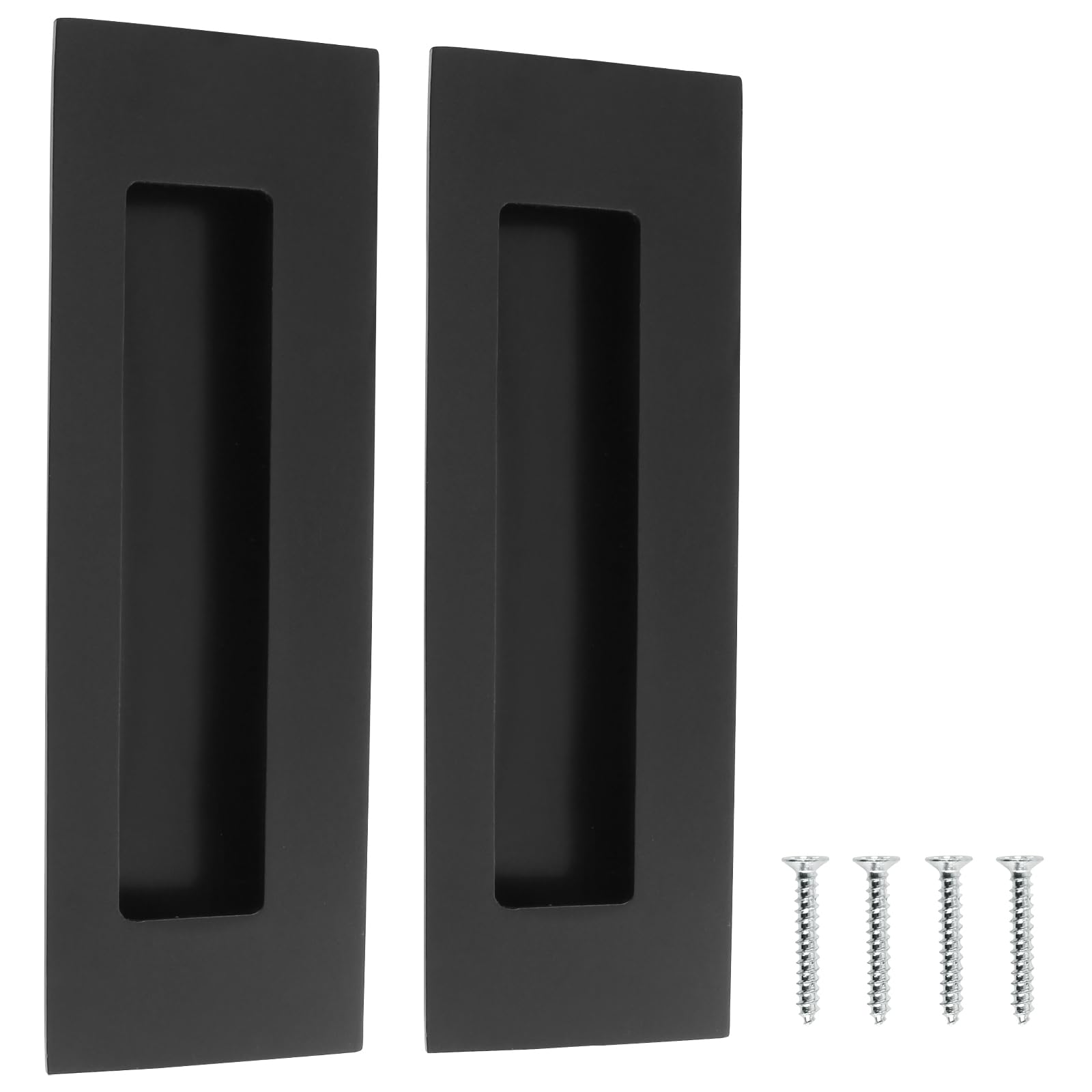 QOPAHI Recessed Sliding Door Handles Matt Black, 150mm Pocket Door Hardware