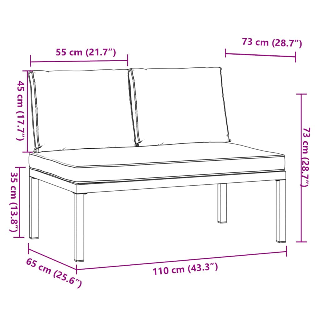 vidaXL Ławka ogrodowa z poduszkami, czarna, aluminium