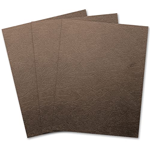 Binditek 100 Pack Grain Texture Paper Binding Presentation Covers, 230 GSM, 12 Mil, 85lb, Un-Punched, Square Corners, 8.5 x 11 Inches, Coffee Color, for Students and Coworkers
