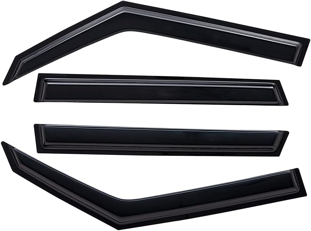 Lightronic Extra Durable Outside-Mount Auto Vent Window Visor, Fits 2014-2019 Kia Soul, UV Protection Rain Guard, Original Wind Deflector, No-Drill Easy Install, Dark Smoke, 4-Pcs