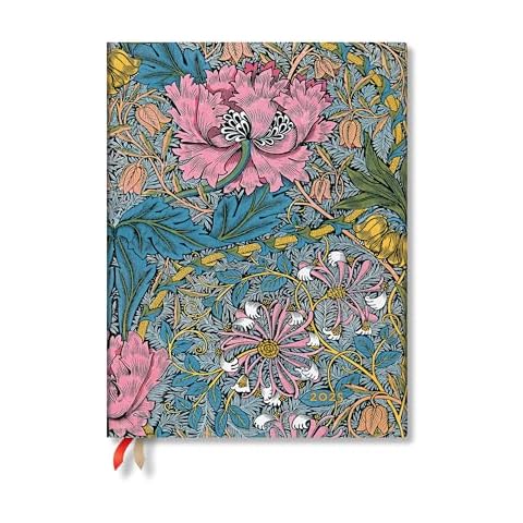Paperblanks | 2025 Weekly Planner | Morris Pink Honeysuckle | William Morris | 12-Month | Ultra | Horizontal | Elastic Band | 160 Pg | 100 GSM Cover