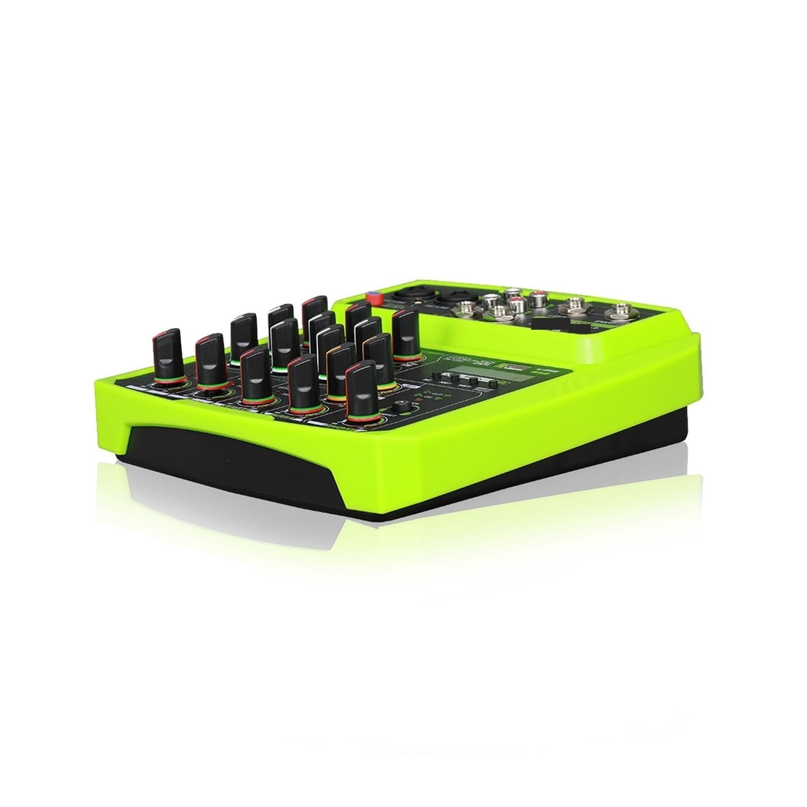 Mezclador de audio, Interfaz de mezclador sonido 4 canales, tarjeta grabación estudio profesional, consola mezclas, micrófono, alimentación fantasma 48 V(Green)