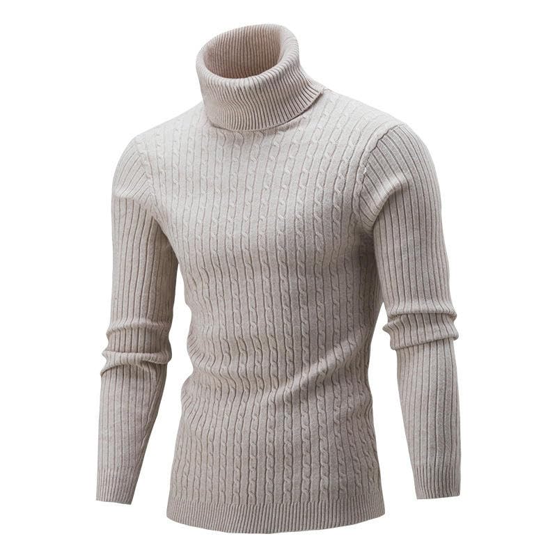 Suéter de cuello alto para hombre con diseño cálido y textura suave lisa 7