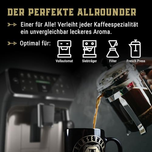 BERSERKER COFFEE - Allfather Blend, 500g - 50% Arabica, 50% Robusta Kaffeebohnen - säurearmer...