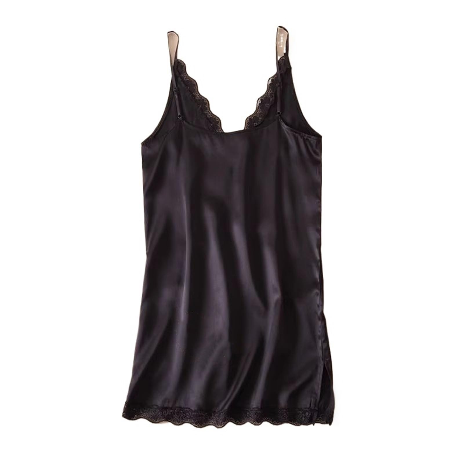Camisola de Encaje for Mujer, Minivestido sin Mangas, camisón satén crepé Seda Morera, 1 Unidad