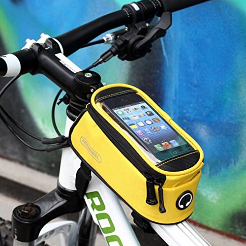Bicycle Bags Bike Bag Bicycle Front Tube Frame Cycling Packages Touch Screen Mobile Phone Bags Professional Bicycle Accessories (Yellow S)