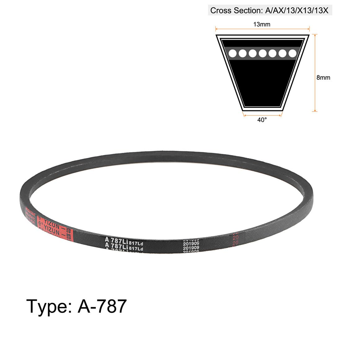 uxcell A787 V-Belts 787mm Inner Girth 13mm Top Width 8mm Thickness A-Section Rubber Drive Transmission Belt 2pcs — Amazon image 2