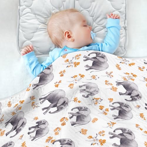 Image of Toddler Blanket for Boys Girls Soft Warm Multi Use Wrap Swaddle for Infant Toddler Kid Crib Bedding 30X40in Aesthetic Elephant White