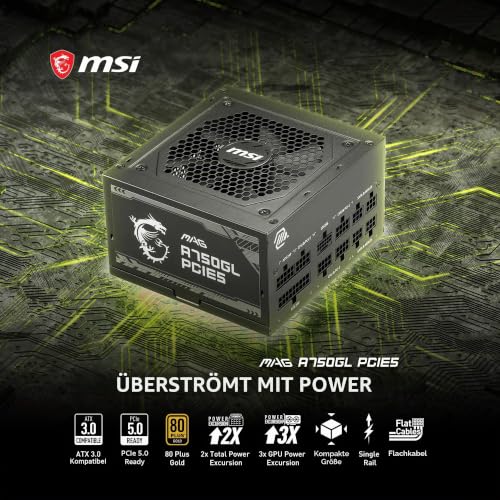 MSI MAG A750GL PCIE5-750W 80 Plus Gold Netzteil – Ansicht 5