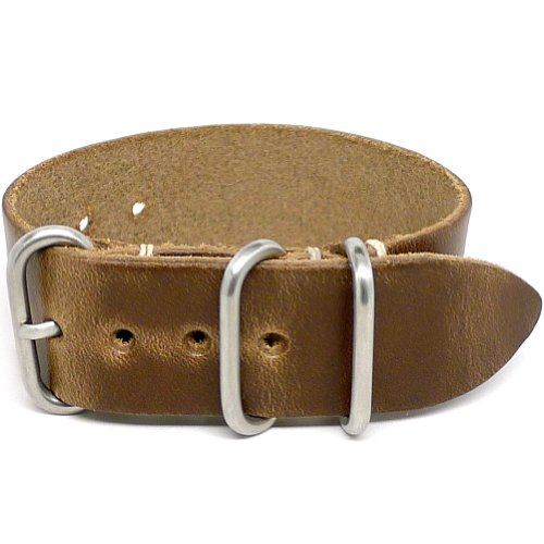 Da Luca 1 Piece Military Watch Strap - Natural Chromexcel (Matte Buckle) : 18mm