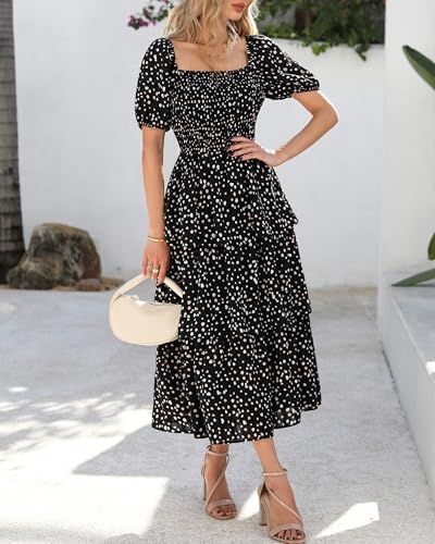 Image of BTFBM Womens Floral Smocked Summer Maxi Dresses