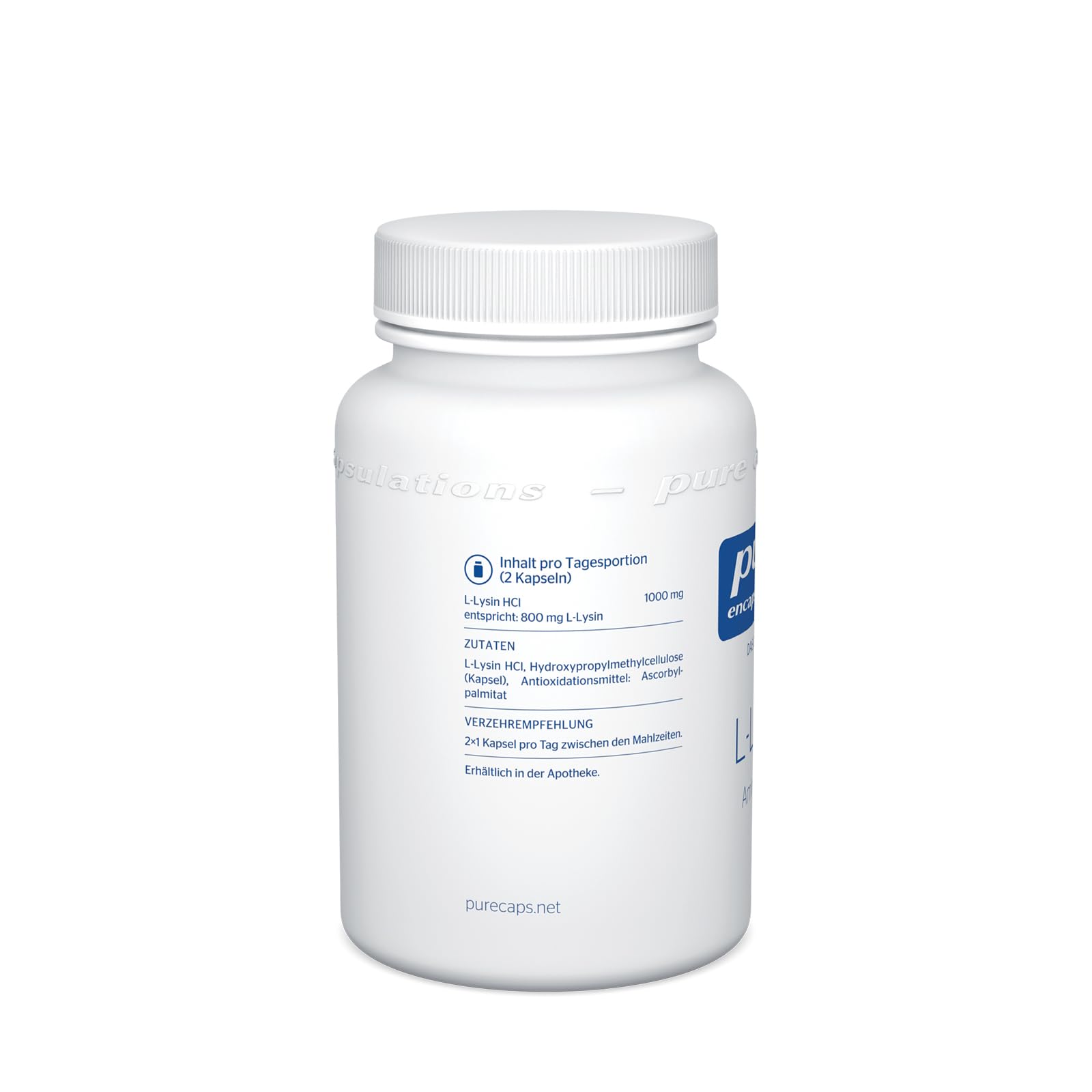 Pure Encapsulations - L-Lysin - Essentielle Aminosäure - Baustein für den Aufbau von Kollagen- 90 Kapseln