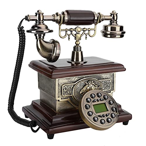 Tomantery Auricular con Esfera Giratoria Vintage, Teléfono Antiguo con Identificador de Llamadas para Decoración Respetuosa con el Medio Ambiente en el Hogar, Oficina y Hotel