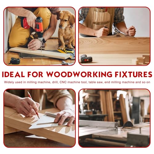 SUNOYA T Nut Schiene: 2 Stück Robuste Aluminiumlegierung T Nuten Klemme, Schnellspannklemmen und Positionierung, Für Holz- und Metallbearbeitung (Rot)