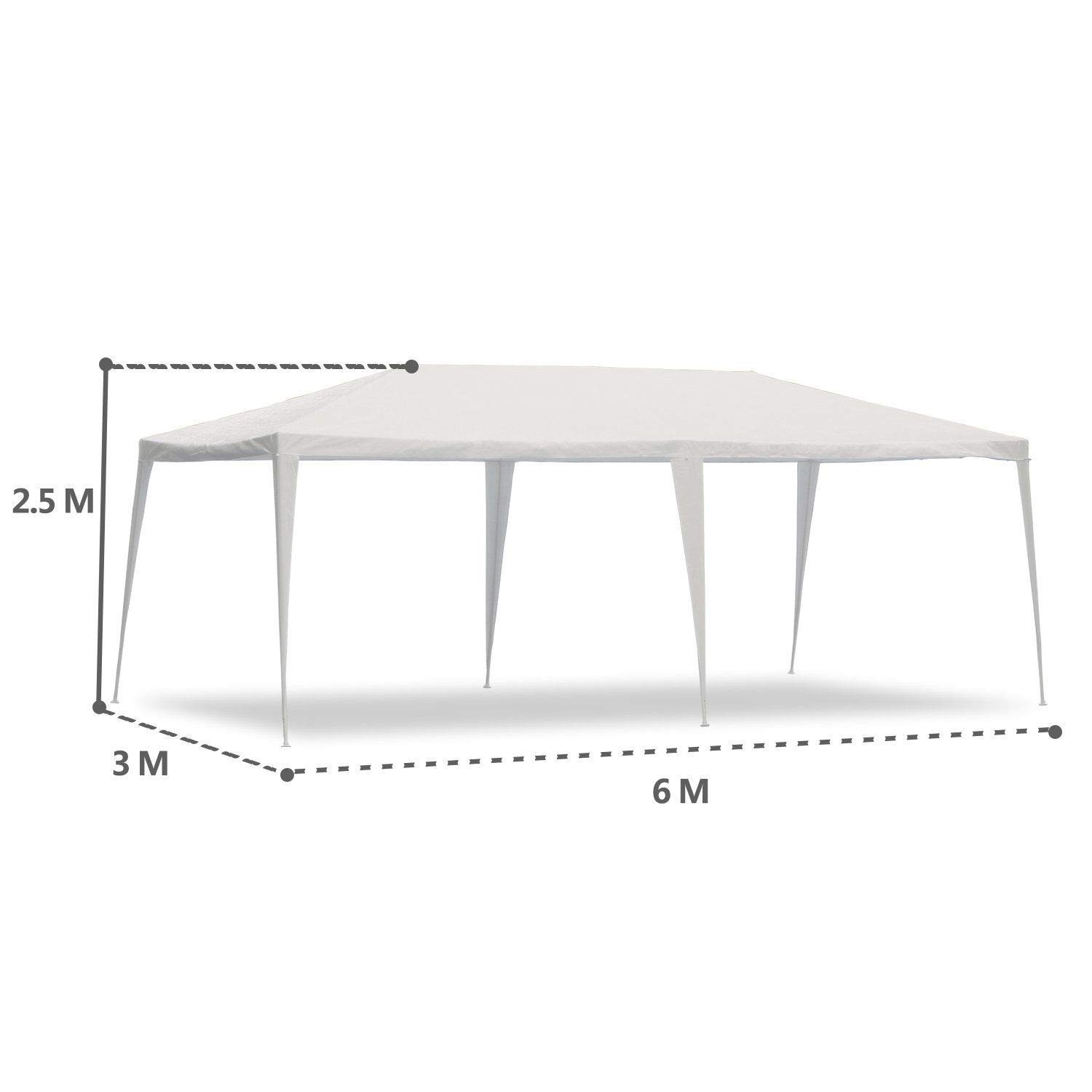 FRANKYSTAR® Acara 3x6 - Tenda/Gazebo Finestrato per Feste Bianco Tendone Impermeabile per Fiere, Eventi e Mercati (3x6 M)
