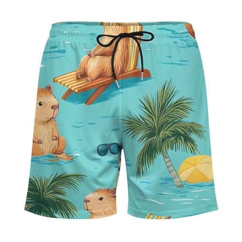 Cute Capybaras Beach Men's Board Shorts Swimsuit Beach Pants Swimwear Bathing Suits4
