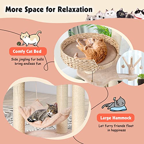 PETSITE Torre para Gatos con Hamaca y Rascadores Naturales miniatura 3