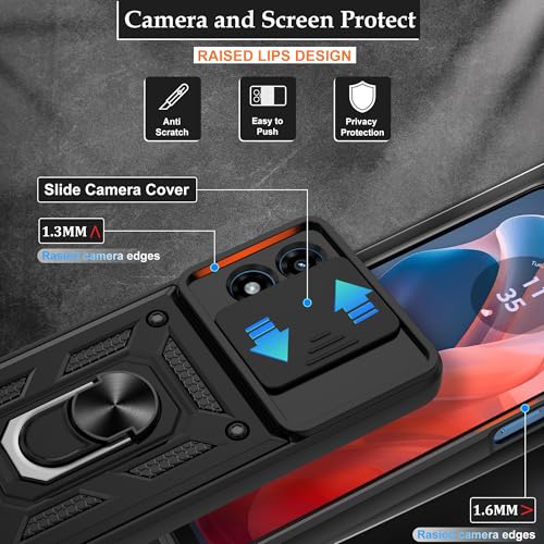 Gritup for Moto-G-Play-2024-(4G) Case with [HD Screen Protector×2], 360°Rotation Ring Kickstand [Military Grade] Case, for Motorola Moto G Play 2024(4G),Black - image 7