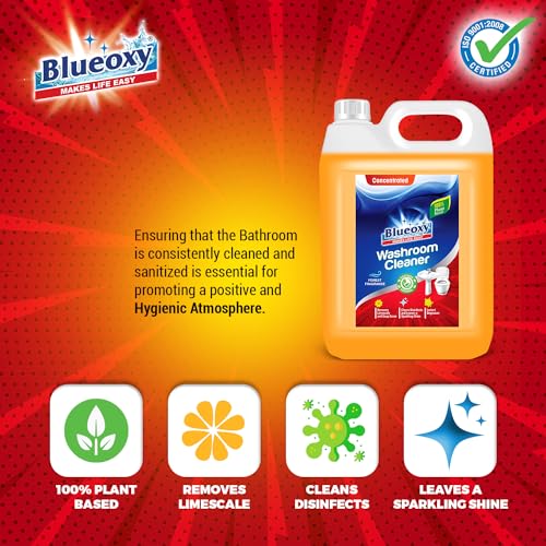 Image of Blueoxy Bathroom and Toilet Cleaner | Organic Floor Cleaner | Bathroom Cleaner Liquid | Bathroom Cleaner Lime | Scale Remover | Bathroom Tile Cleaner | Tiles & Surface Cleaner | Pack of 5 Ltr